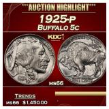 1925-p Buffalo Nickel 5c ms66 SEGS