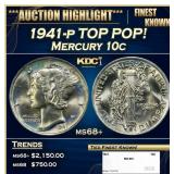 1941-p Mercury Dime TOP POP! 10c ms68+ SEGS