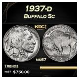 1937-d Buffalo Nickel 5c ms67 SEGS