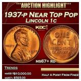 1937-p Lincoln Cent Near Top Pop 1c ms67+ rd SEGS