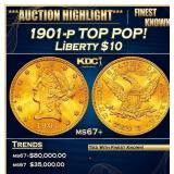 1901-p Gold Liberty Eagle TOP POP! $10 ms67+ SEGS