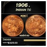 1906 Indian Cent . 1c Grades ms64 rd