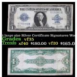1923 $1 large size Silver Certificate Grades vf++