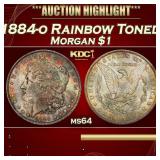 PCGS 1884-o Morgan Dollar Rainbow Toned $1 ms64 PC