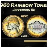 1960 Proof Jefferson Nickel Rainbow Toned 5c pr67+