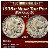 1935-p Buffalo Nickel Near Top Pop 5c ms67+ SEGS