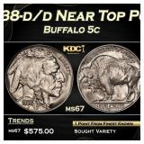 1938-d/d Buffalo Nickel Near Top Pop 5c ms67 SEGS