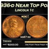 1936-d Lincoln Cent Near Top Pop 1c ms67 rd SEGS