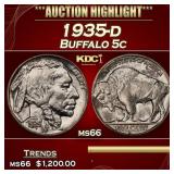 1935-d Buffalo Nickel 5c ms66 SEGS