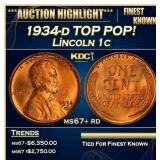 1934-d Lincoln Cent TOP POP! 1c ms67+ rd SEGS