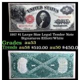 1917 $1 Large Size Legal Tender Note Grades Select