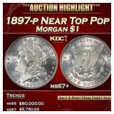 1897-p Morgan Dollar Near Top Pop $1 ms67+ SEGS