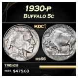 1930-p Buffalo Nickel 5c Grades ms66