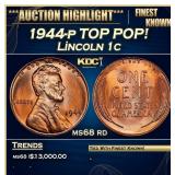 1944-p Lincoln Cent TOP POP! 1c Grades ms68 rd