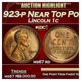 1923-p Lincoln Cent Near Top Pop! 1c ms67 rd SEGS