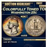 1942-s Washington Quarter Colorfully Toned TOP POP