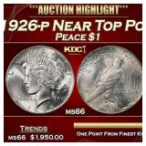 1926-p Peace Dollar Near Top Pop $1 ms66 SEGS