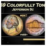 1959 Proof Jefferson Nickel Colorfully Toned 5c pr