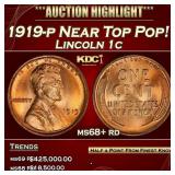 1919-p Lincoln Cent Near Top Pop! 1c ms68+ rd SEGS