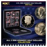 Complete 3 PC. 1990 Kennedy Half Dollar 50c set In