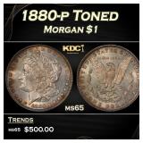 1880-p Morgan Dollar Toned $1 Grades ms65