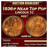 1936-p Lincoln Cent Near Top Pop 1c ms68 rd SEGS