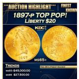 1897-p Gold Liberty Double Eagle TOP POP! $20 ms65