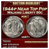 1944-p Walking Liberty Half Dollar Near Top Pop 50