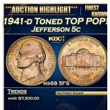 1941-d Jefferson Nickel Toned TOP POP! 5c ms68 5FS