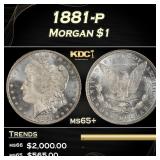 1881-p Morgan Dollar $1 Grades ms65+
