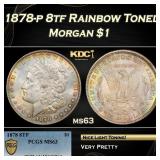 PCGS 1878-p 8tf Morgan Dollar Rainbow Toned $1 ms6