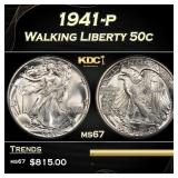 1941-p Walking Liberty Half Dollar 50c ms67 SEGS