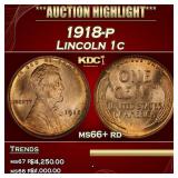 1918-p Lincoln Cent 1c ms66+ rd SEGS