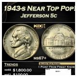1943-s Jefferson Nickel Near Top Pop! 5c ms67+ SEG