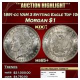1891-cc VAM 3 Spitting Eagle Top 100 Morgan Dollar