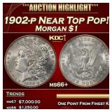 1902-p Morgan Dollar Near Top Pop! $1 ms66+ SEGS