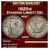 1920-s Standing Liberty Quarter 25c Grades ms62+