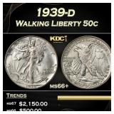 1939-d Walking Liberty Half Dollar 50c ms66+ SEGS