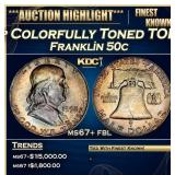1952-p Franklin Half Dollar Colorfully Toned TOP P