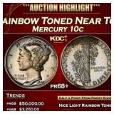 1941 Proof Mercury Dime Rainbow Toned Near Top Pop
