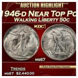 1946-d Walking Liberty Half Dollar Near Top Pop 50