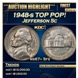1948-s Jefferson Nickel TOP POP! 5c ms67+ 5fs SEGS