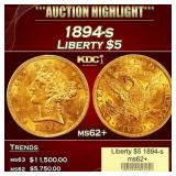 1894-s Gold Liberty Half Eagle $5 ms62+ USCG
