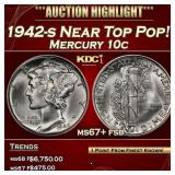 1942-s Mercury Dime Near Top Pop! 10c ms67+ fsb SE