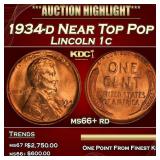 1934-d Lincoln Cent Near Top Pop 1c ms66+ rd SEGS