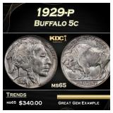 1929-p Buffalo Nickel 5c Grades ms65