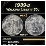 1939-d Walking Liberty Half Dollar 50c ms66+ SEGS
