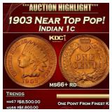 1903 Indian Cent Near Top Pop! 1c ms66+ rd SEGS