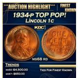 1934-p Lincoln Cent TOP POP! 1c ms68 rd SEGS