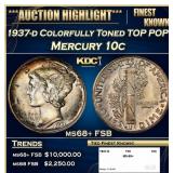 1937-d Mercury Dime Colorfully Toned TOP POP! 10c